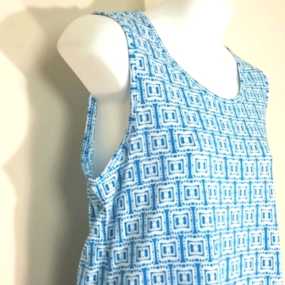 Tank Top Blue Mini Sundress Or Tunic Stretch Geometric Print New - Picture 3 of 7